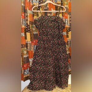 Unique Vintage Black Floral cropped jumpsuit